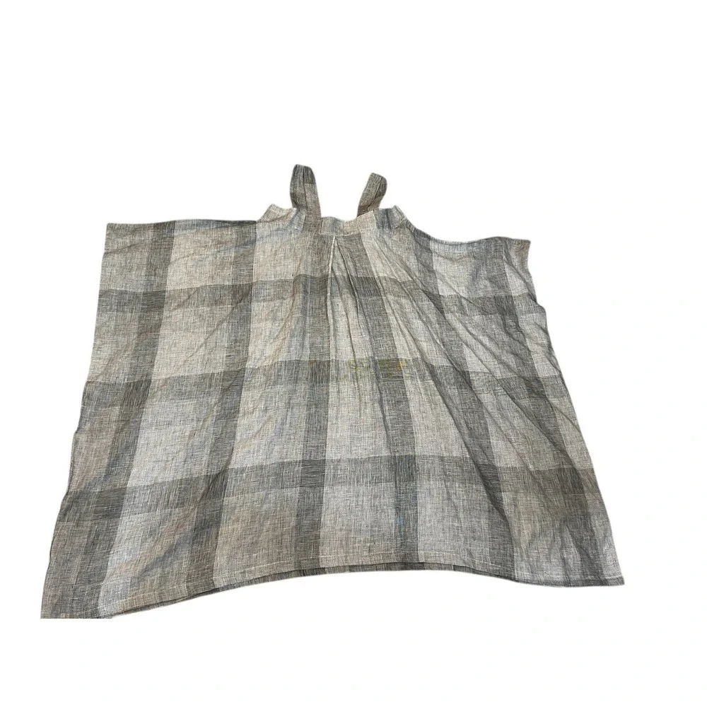 Meg Shop sleeveless box shape plaid print linen dress oversized L - Picture 7 of 11